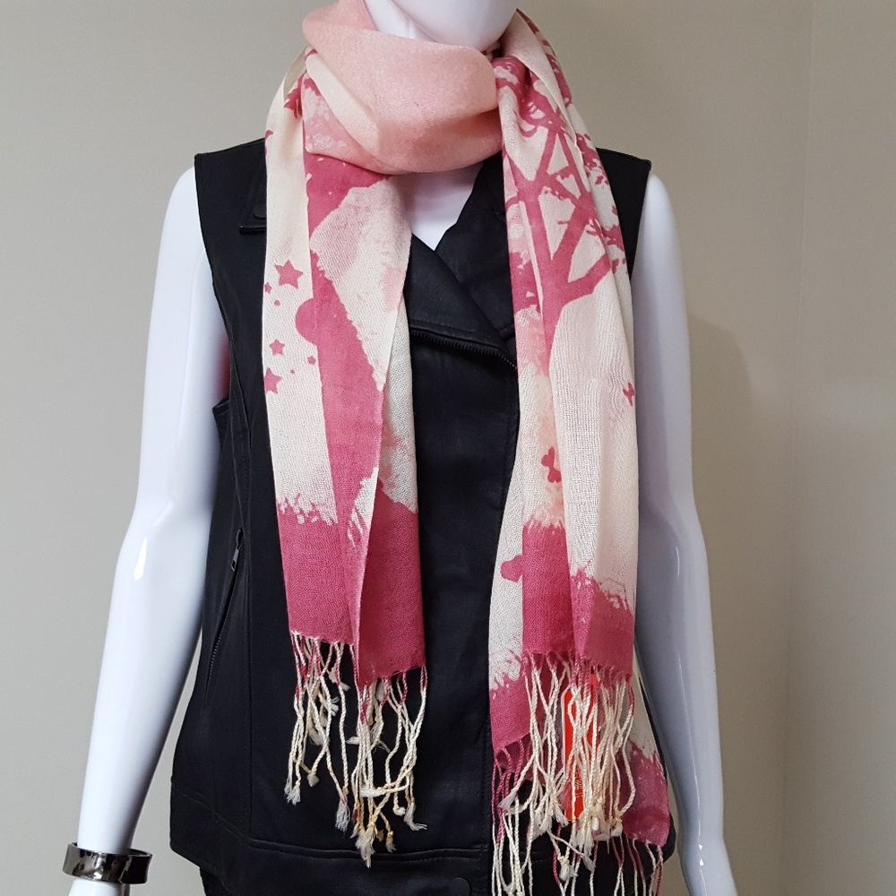 New Wool Pink Pattern Scarf